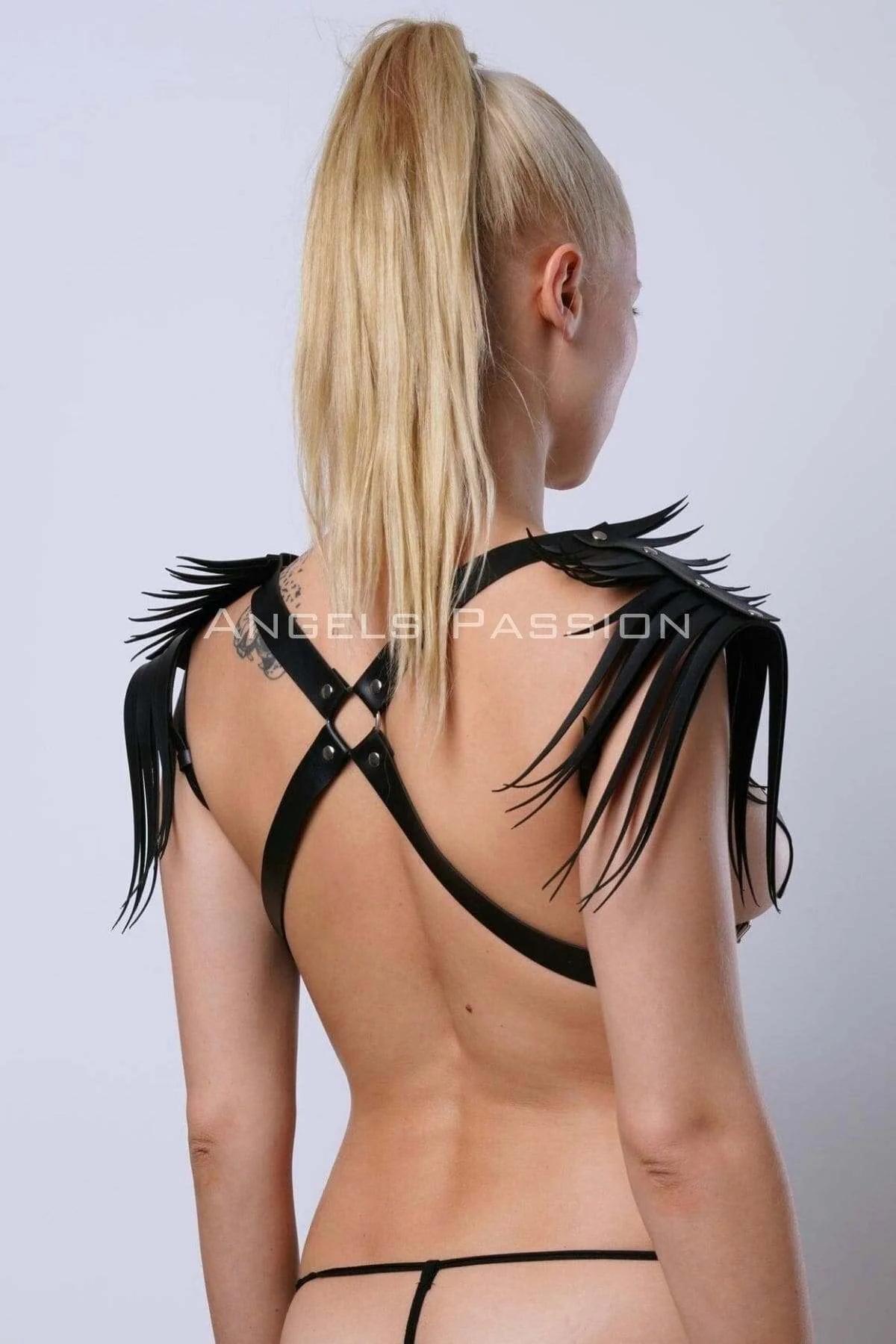 Adjustable Leather Shoulder Harness - Fringe Tassel Design