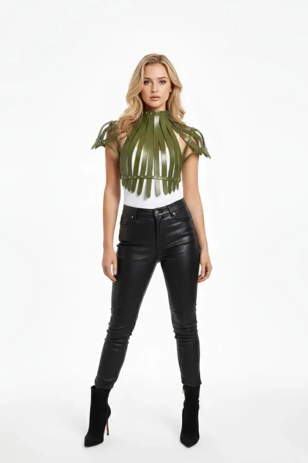 Caged Body Harness with High Neck & Shoulder Detailing