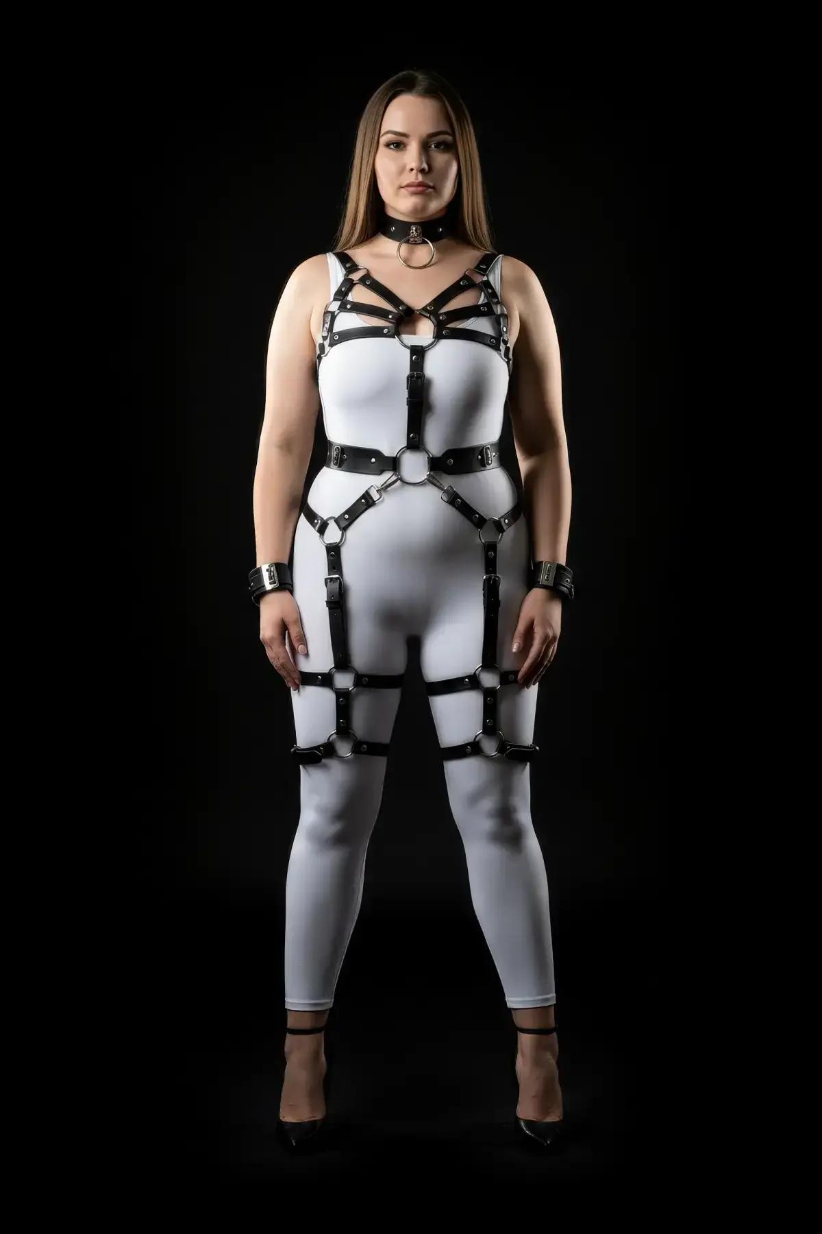 Plus Size Full Body Leather Harness Set Adjustable