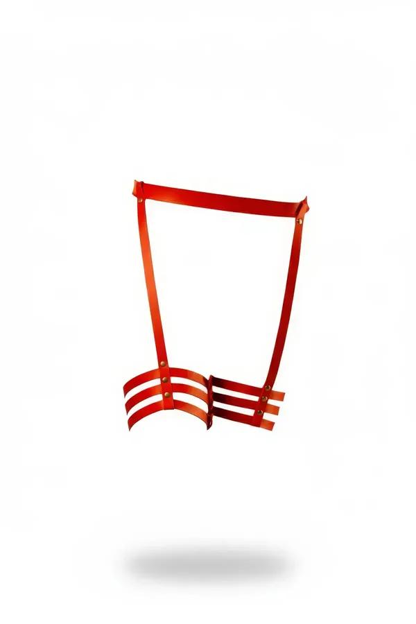 Red Caged Thigh Garter Harness with Adjustable Straps