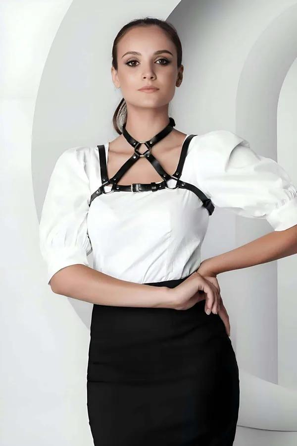 Fashion Chest Harness Adjustable Faux Leather Body Accessory