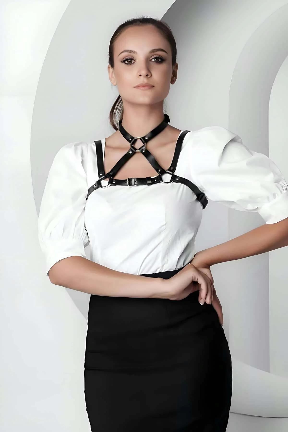 Fashion Chest Harness Adjustable Faux Leather Body Accessory