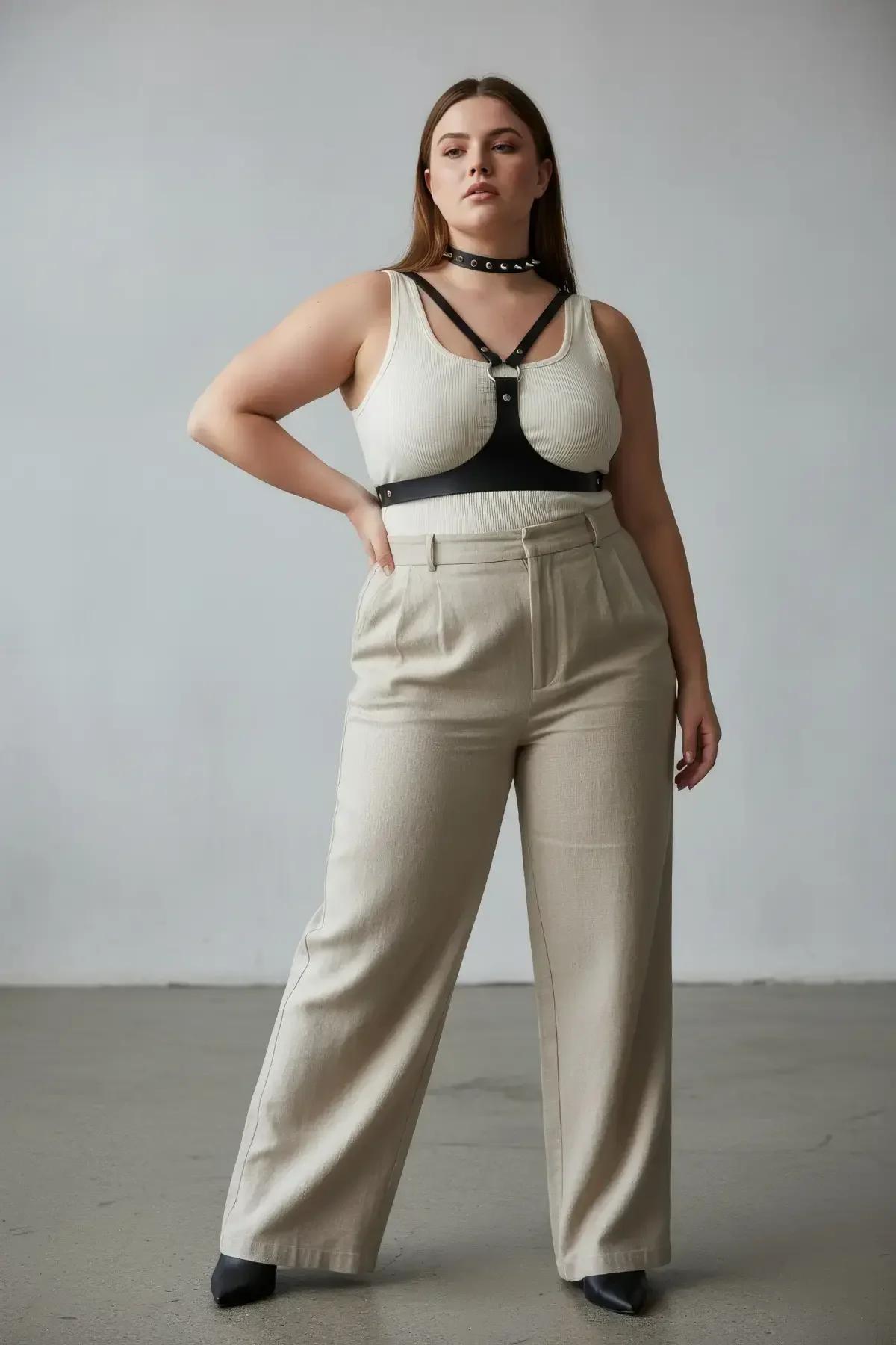 Studded Faux Leather Chest Harness & Integrated Choker