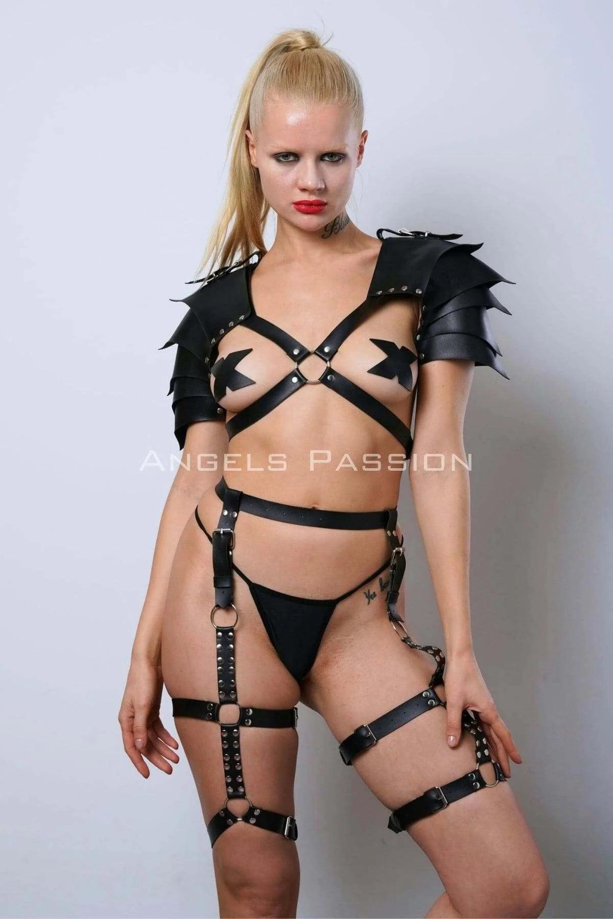 Women's Leather Harness Warrior Costume Set Adjustable
