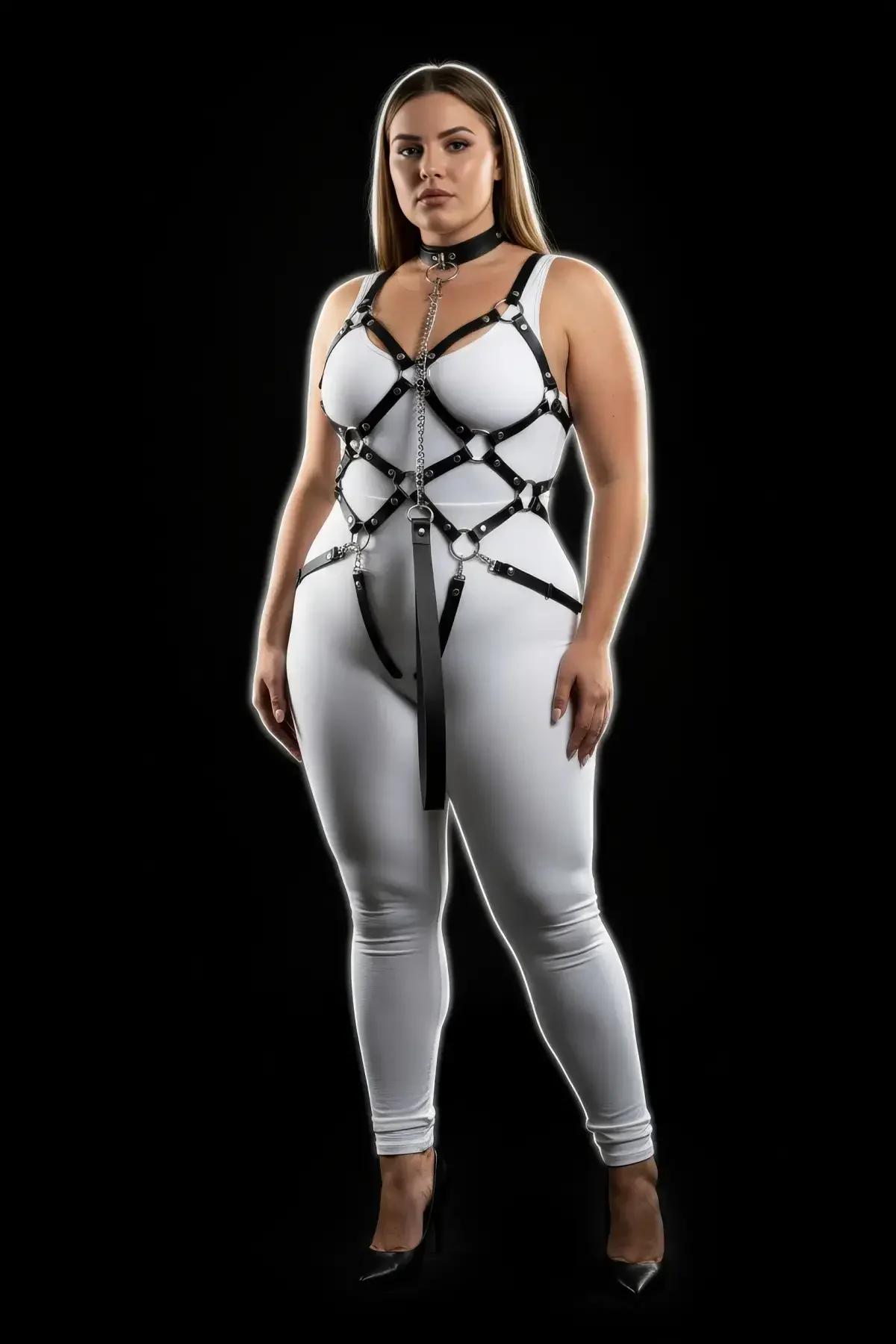 Full Body Harness with Chain and Garter Straps