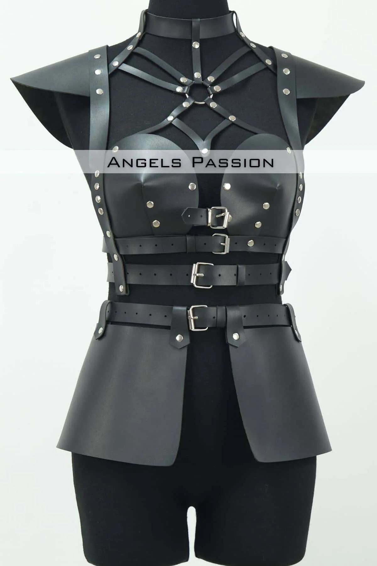 Leather Body Harness for Women - Adjustable Skirt & Chest