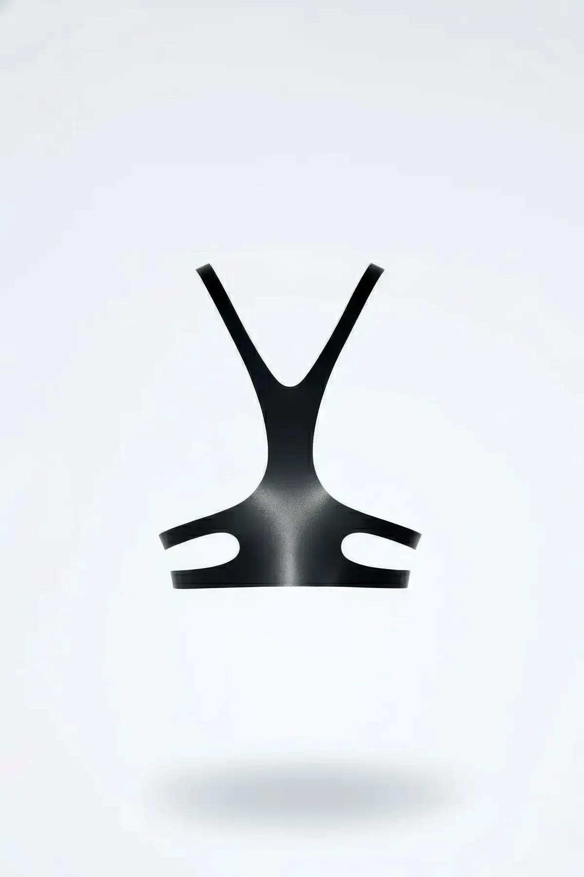 Sculptural Faux Leather Y-Strap Harness Top