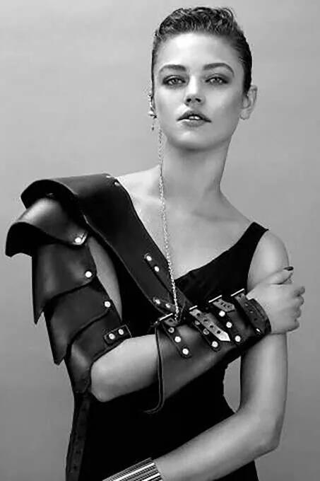 Women's Leather Arm Harness - Adjustable Shoulder & Gauntlet