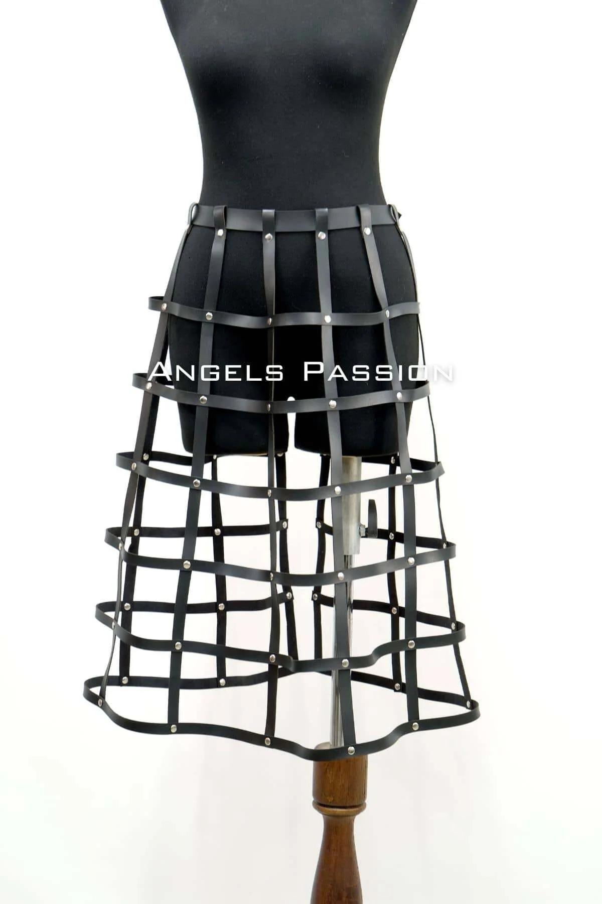 Leather Cage Skirt Harness - Adjustable Goth Festival Wear
