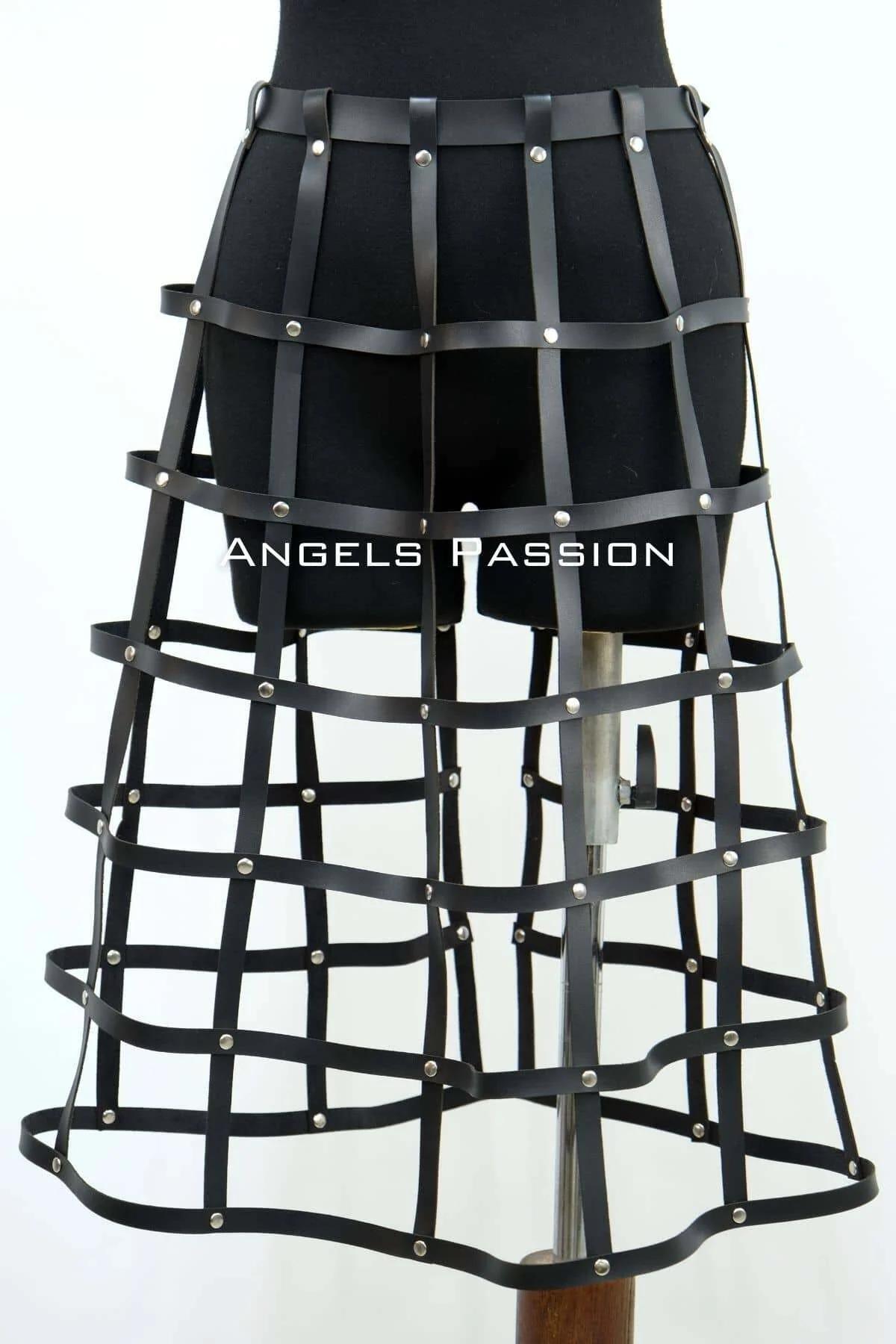 Leather Cage Skirt Harness - Adjustable Goth Festival Wear