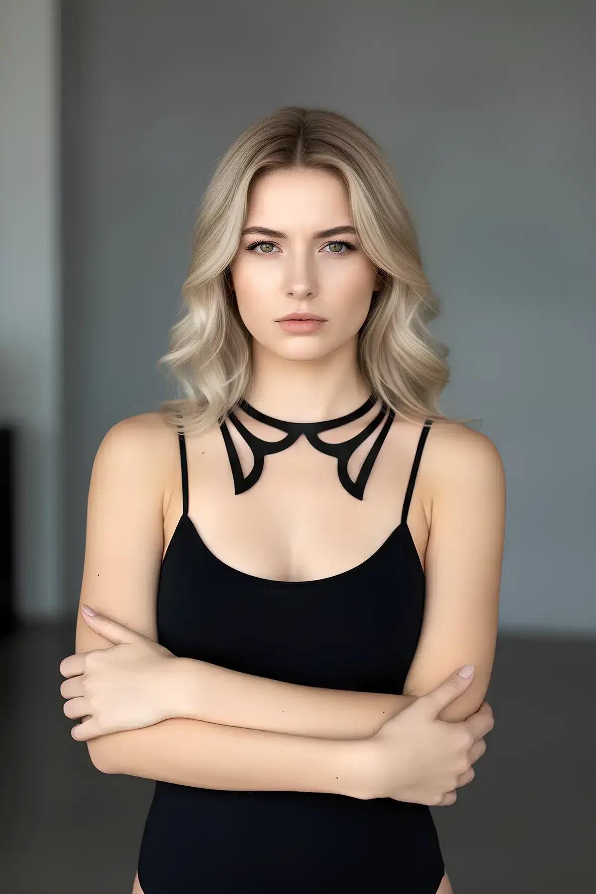 Laser Cut Leather Choker Necklace - Modern Collar Design