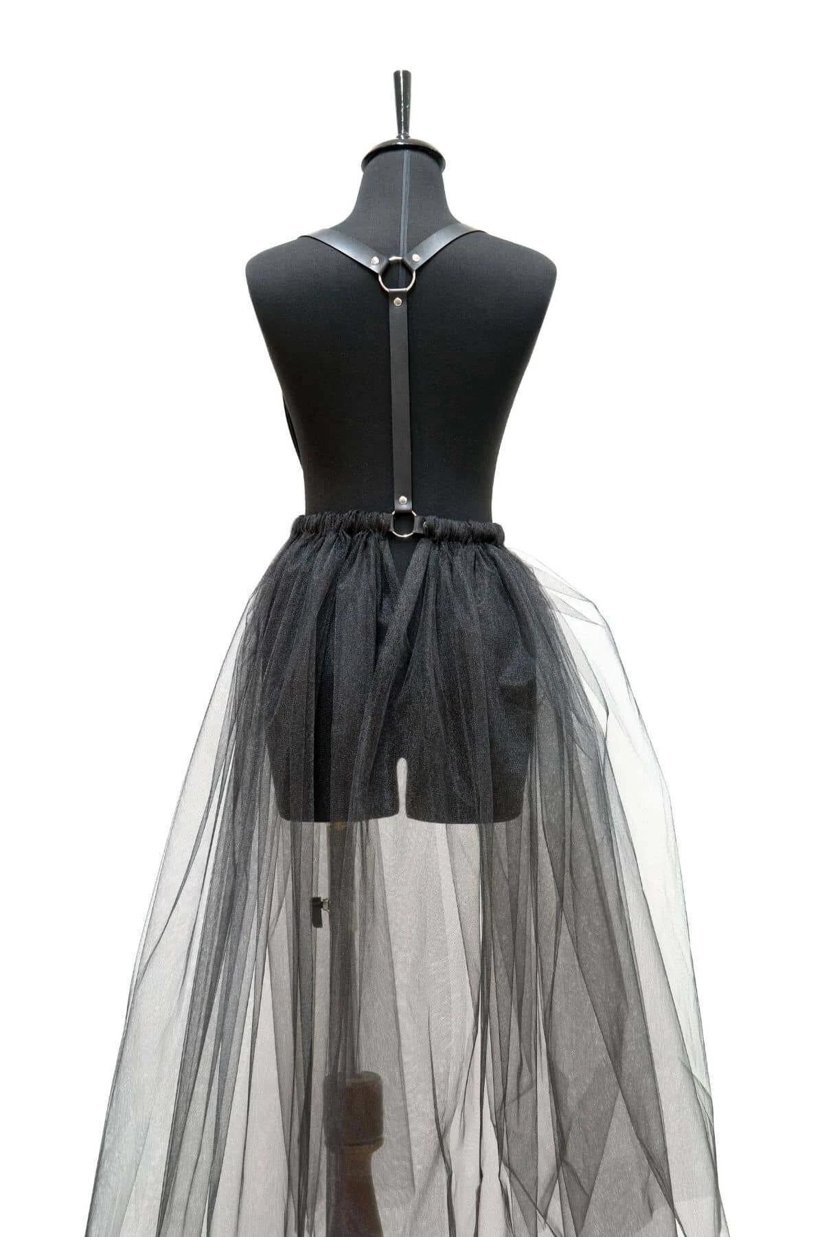 Harness Tulle Skirt | Adjustable Black High-Low Fashion Skirt