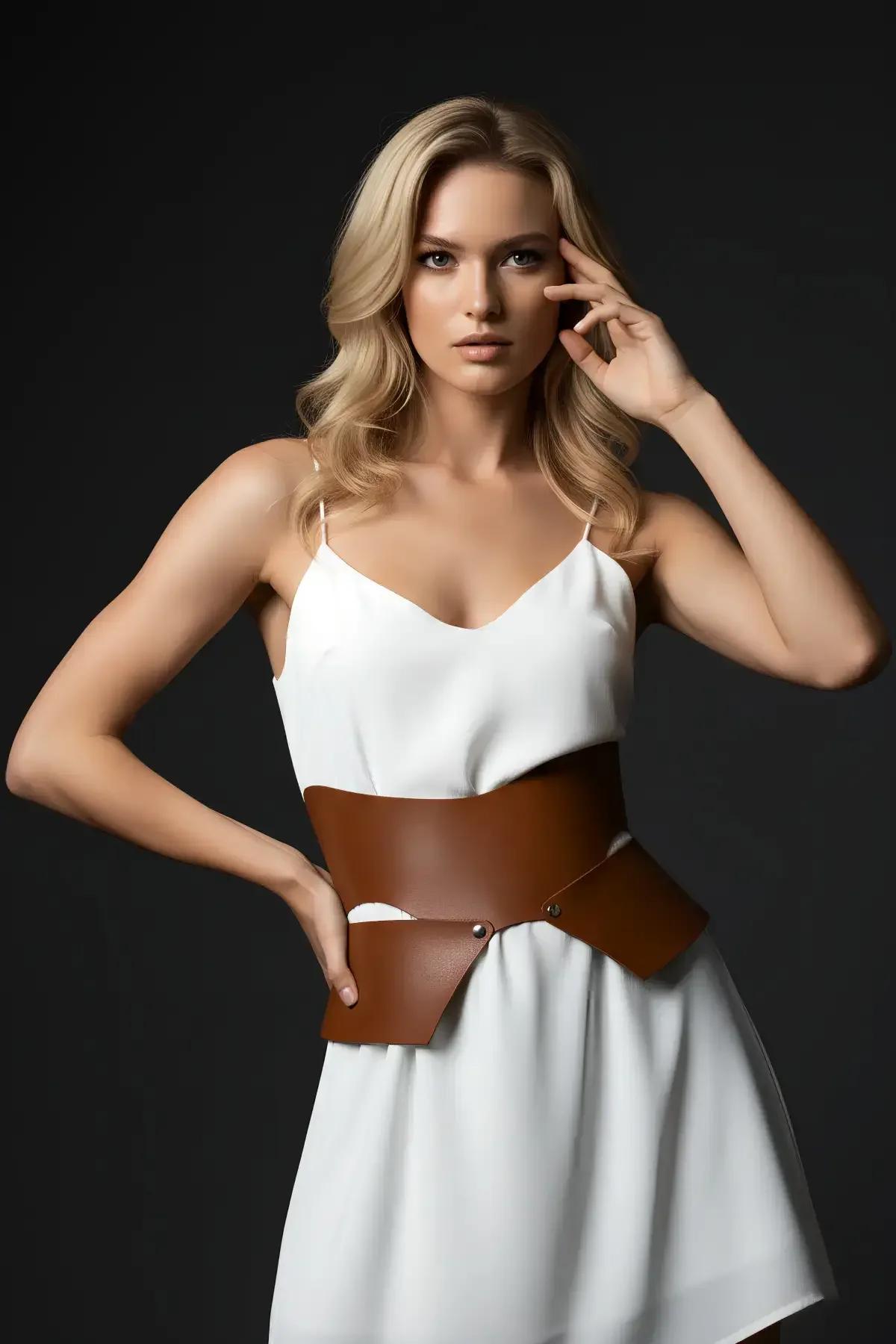 Asymmetrical Faux Leather Waist Harness with Sculpted Panels