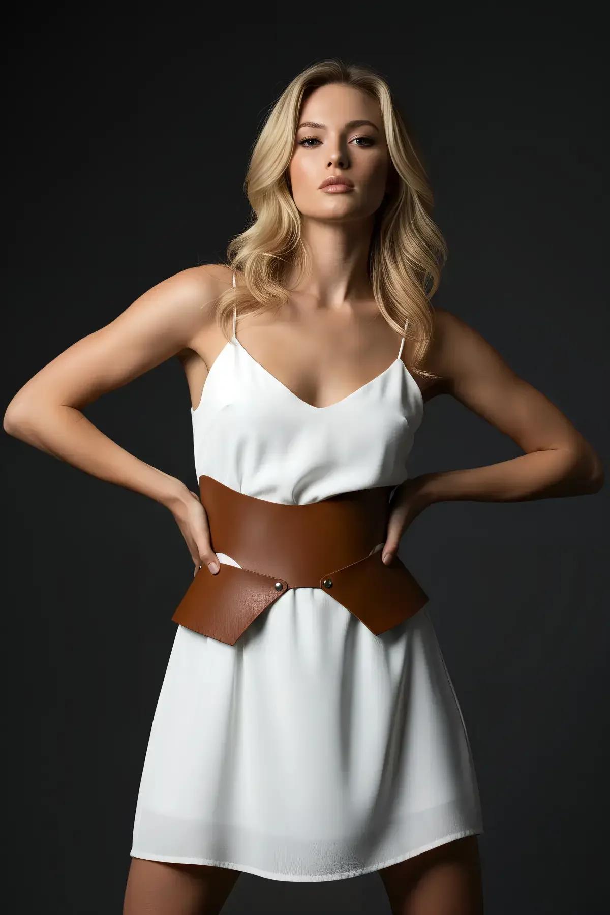 Asymmetrical Faux Leather Waist Harness with Sculpted Panels