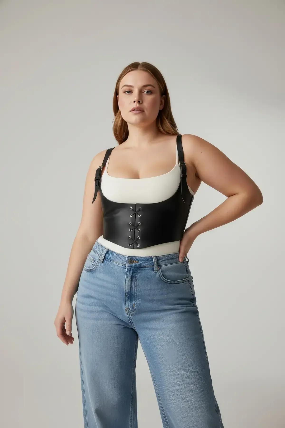 Underbust Corset Harness with Front Lace-Up & Buckle Straps