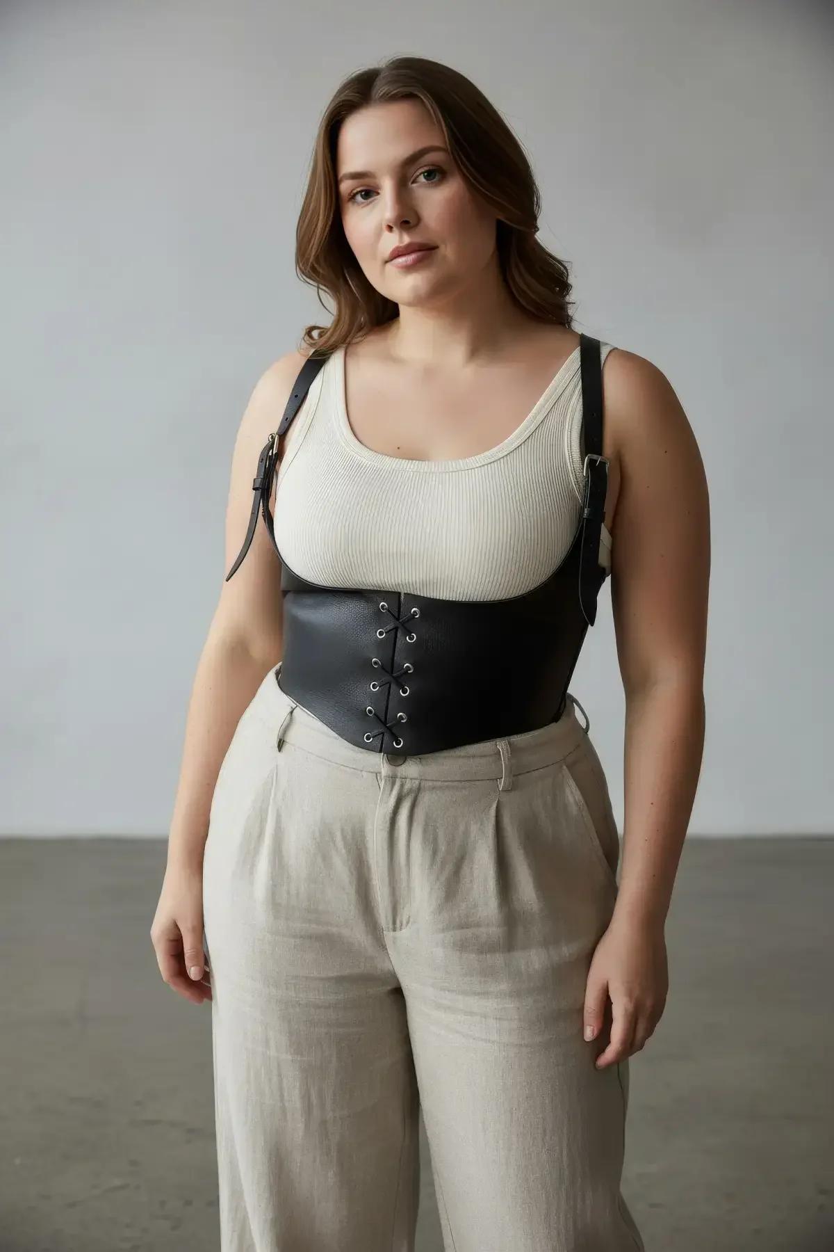 Underbust Corset Harness with Front Lace-Up & Buckle Straps