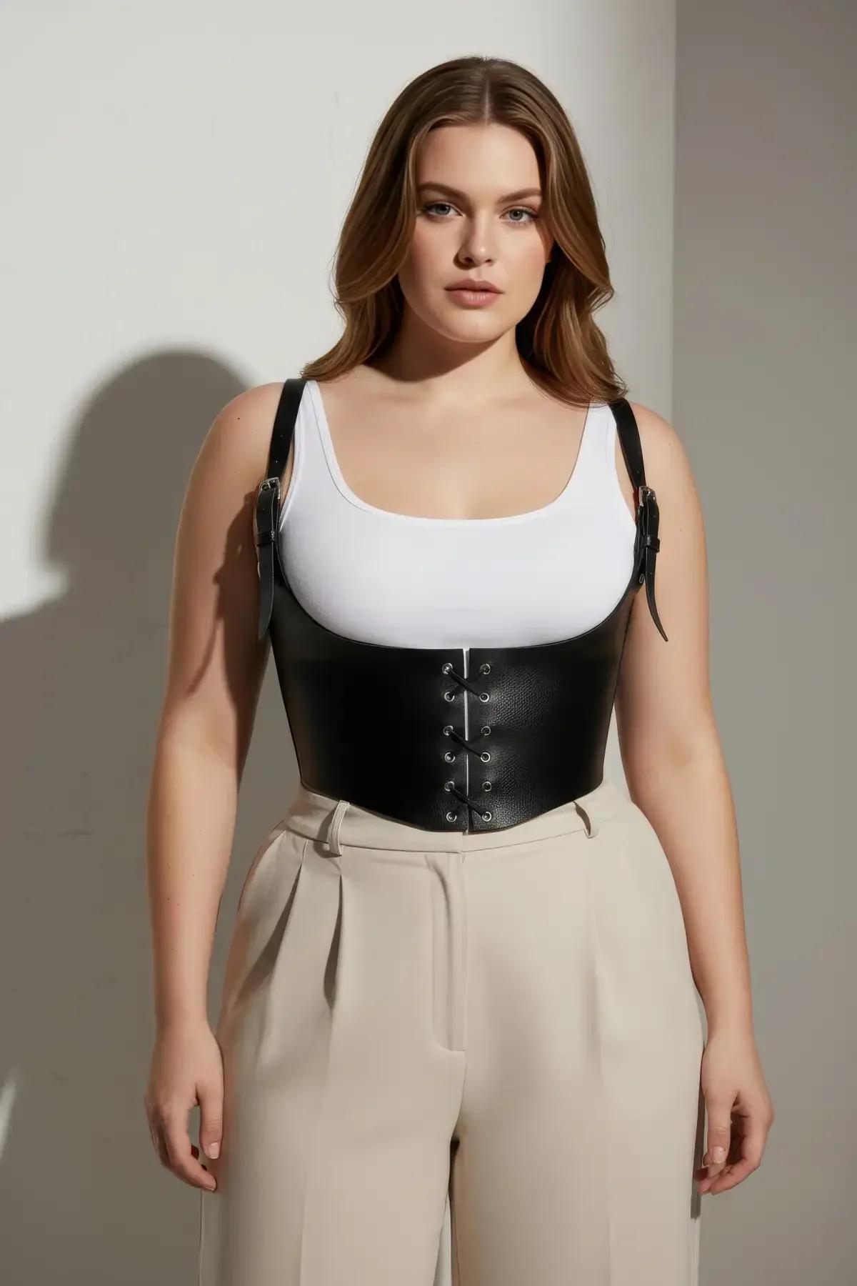 Underbust Corset Harness with Front Lace-Up & Buckle Straps