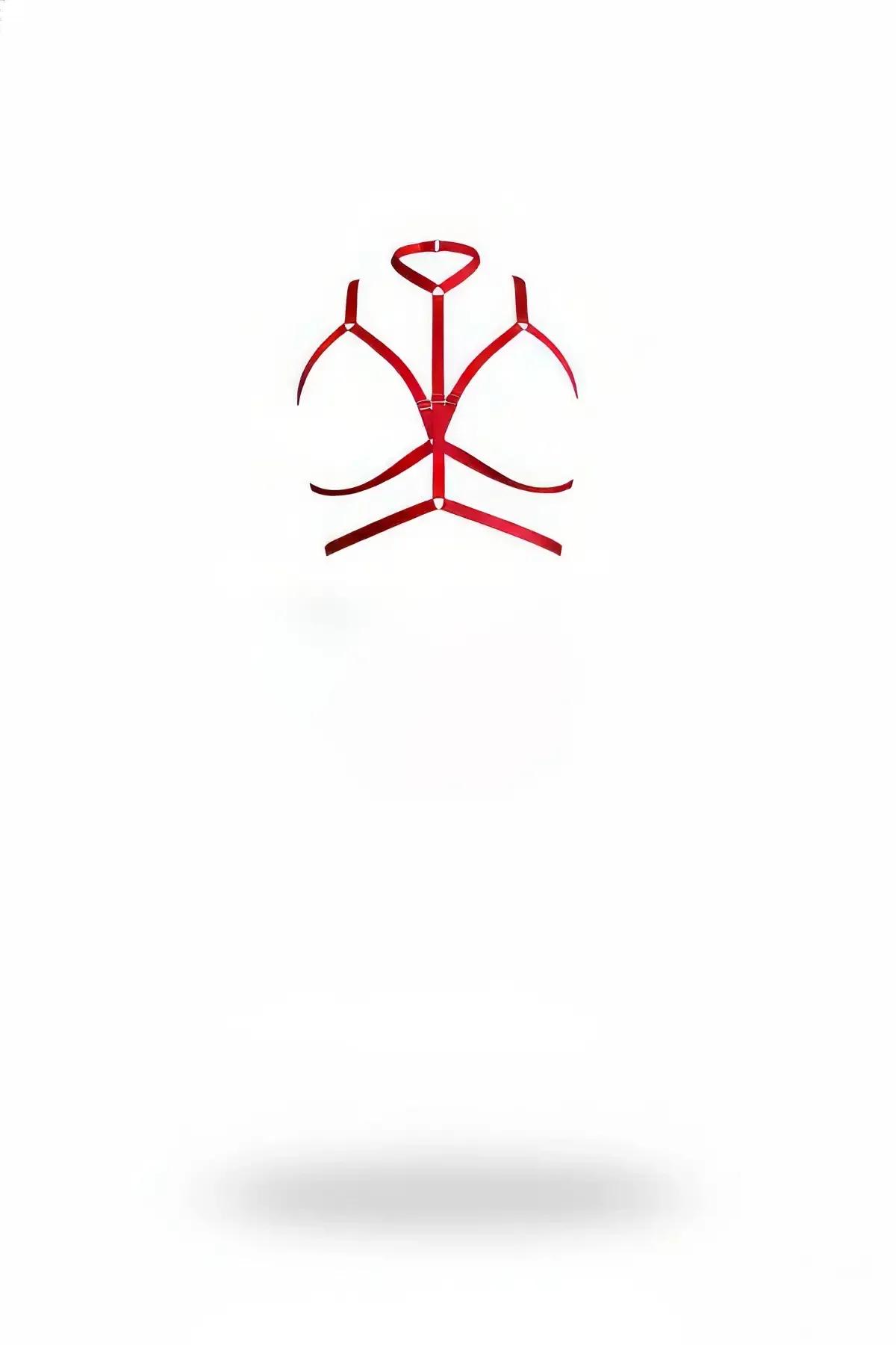 Strappy Red Chest Harness with O-Ring