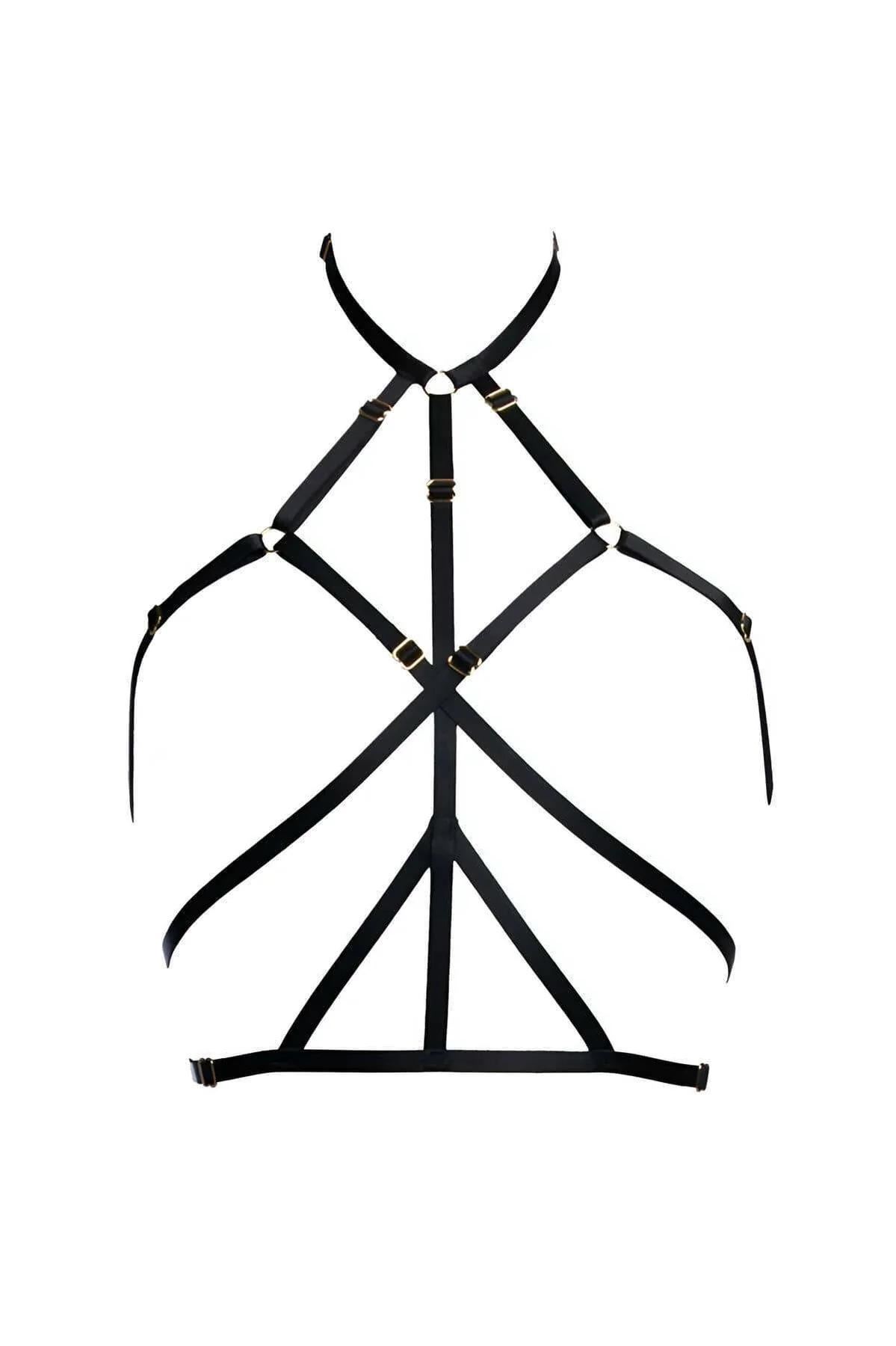 Adjustable Lace Harness Bralette - Strappy Chest Design
