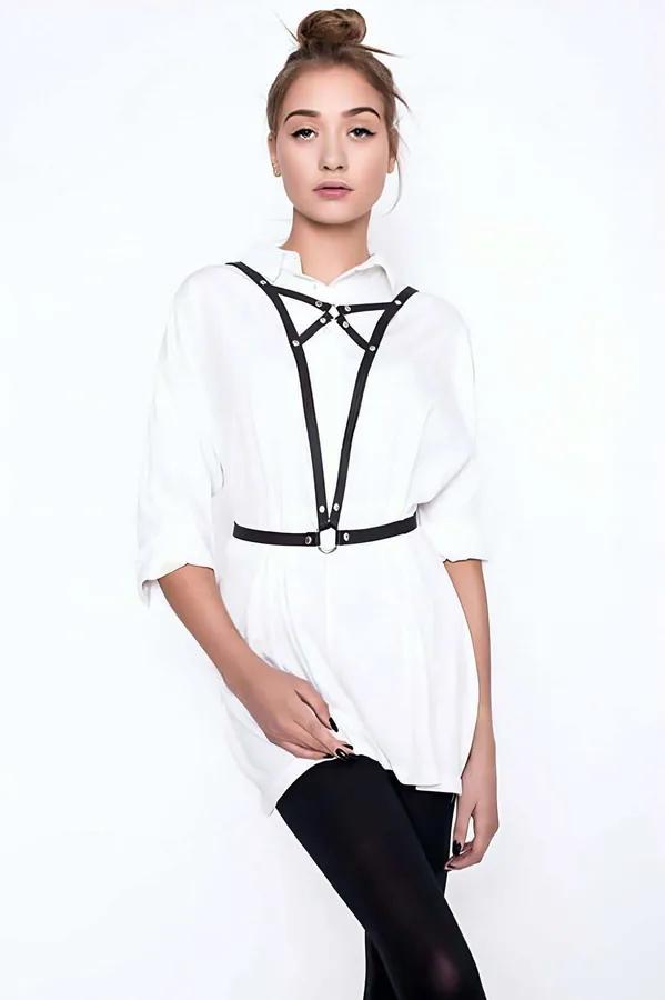 Women's Adjustable Faux Leather Chest Harness for Style