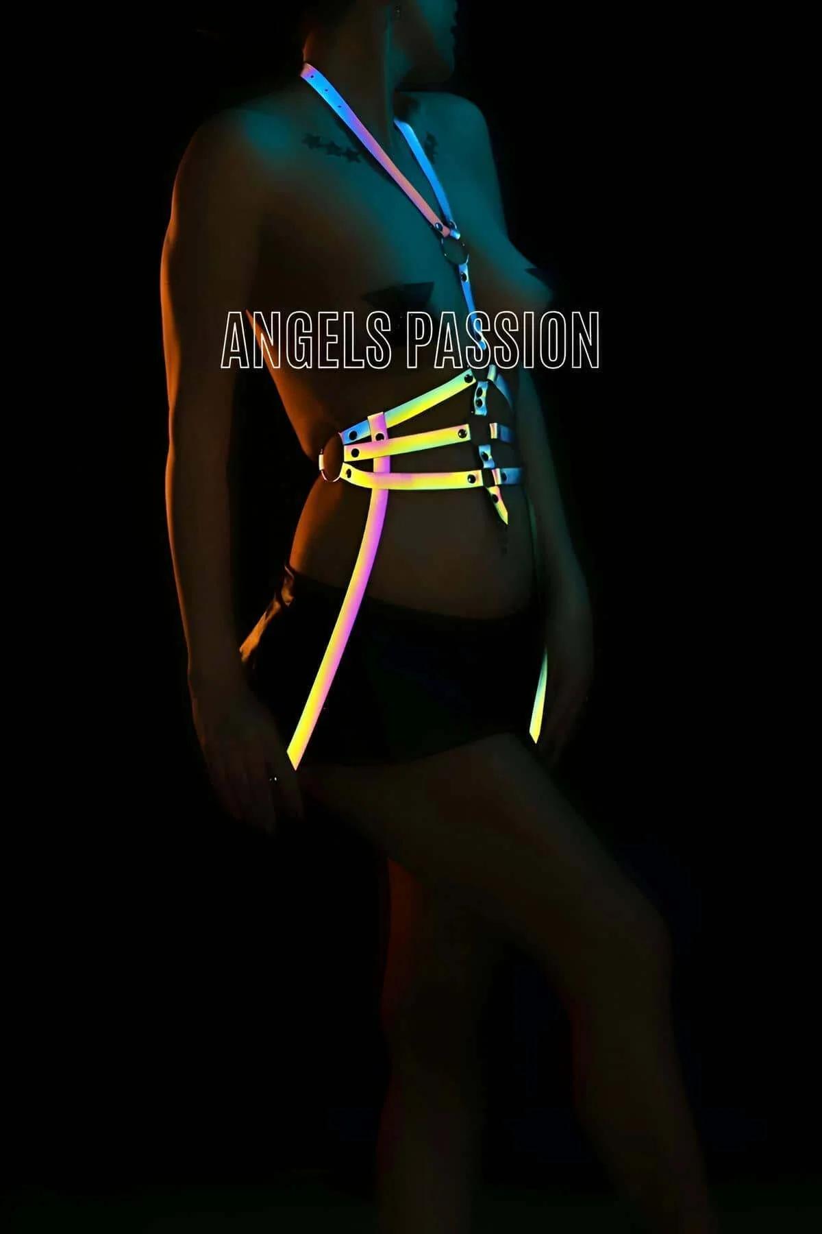 Holographic Reflective Body Harness - Adjustable Women's Festival