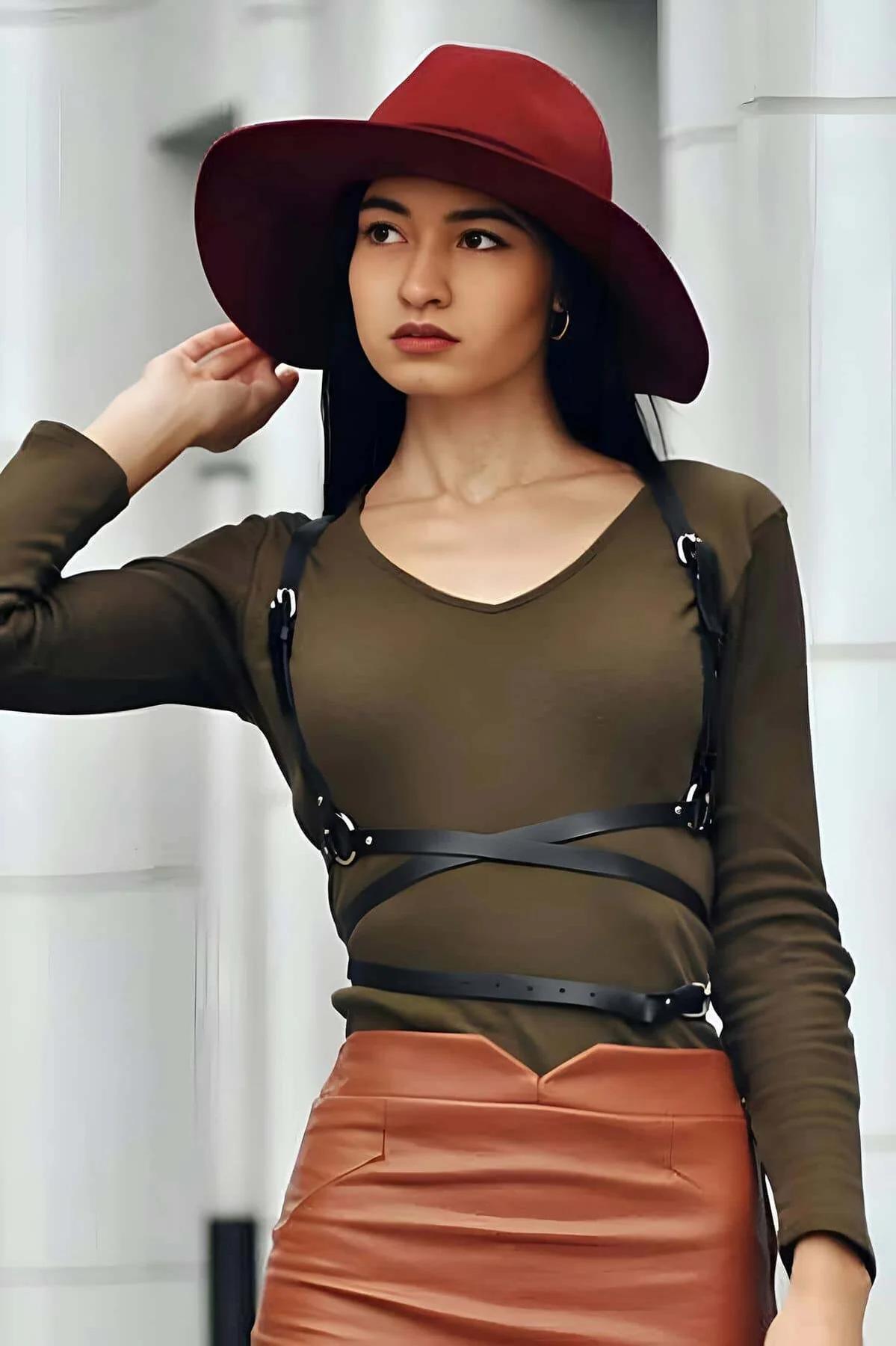 Fashion Chest Harness Adjustable Faux Leather Waist Belt
