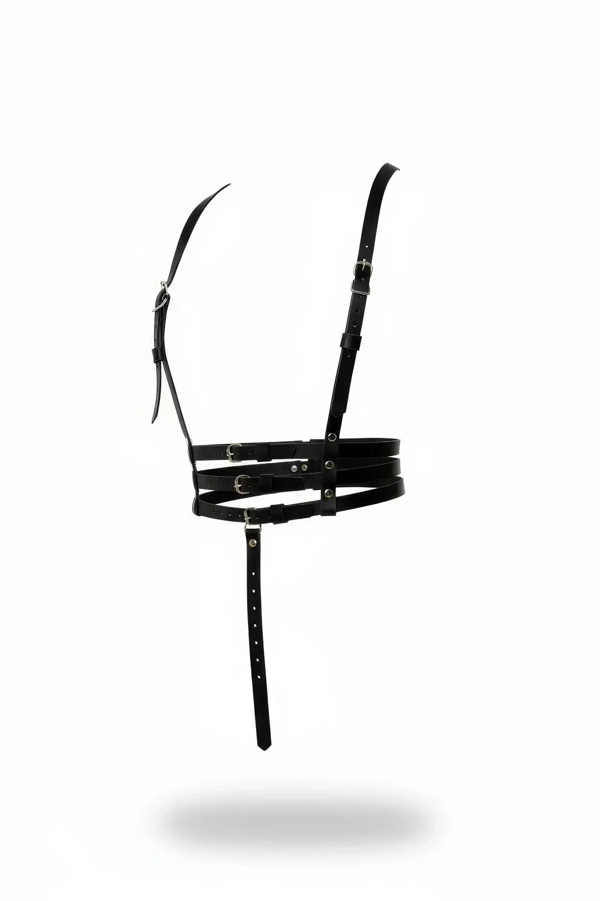 Black Strappy Faux Leather Underbust Body Harness