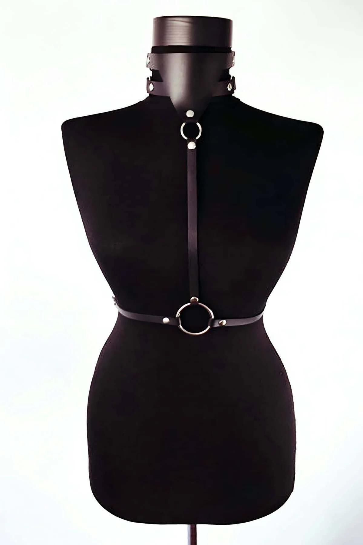 Faux Leather Chest Harness Adjustable Body Accessory for Style