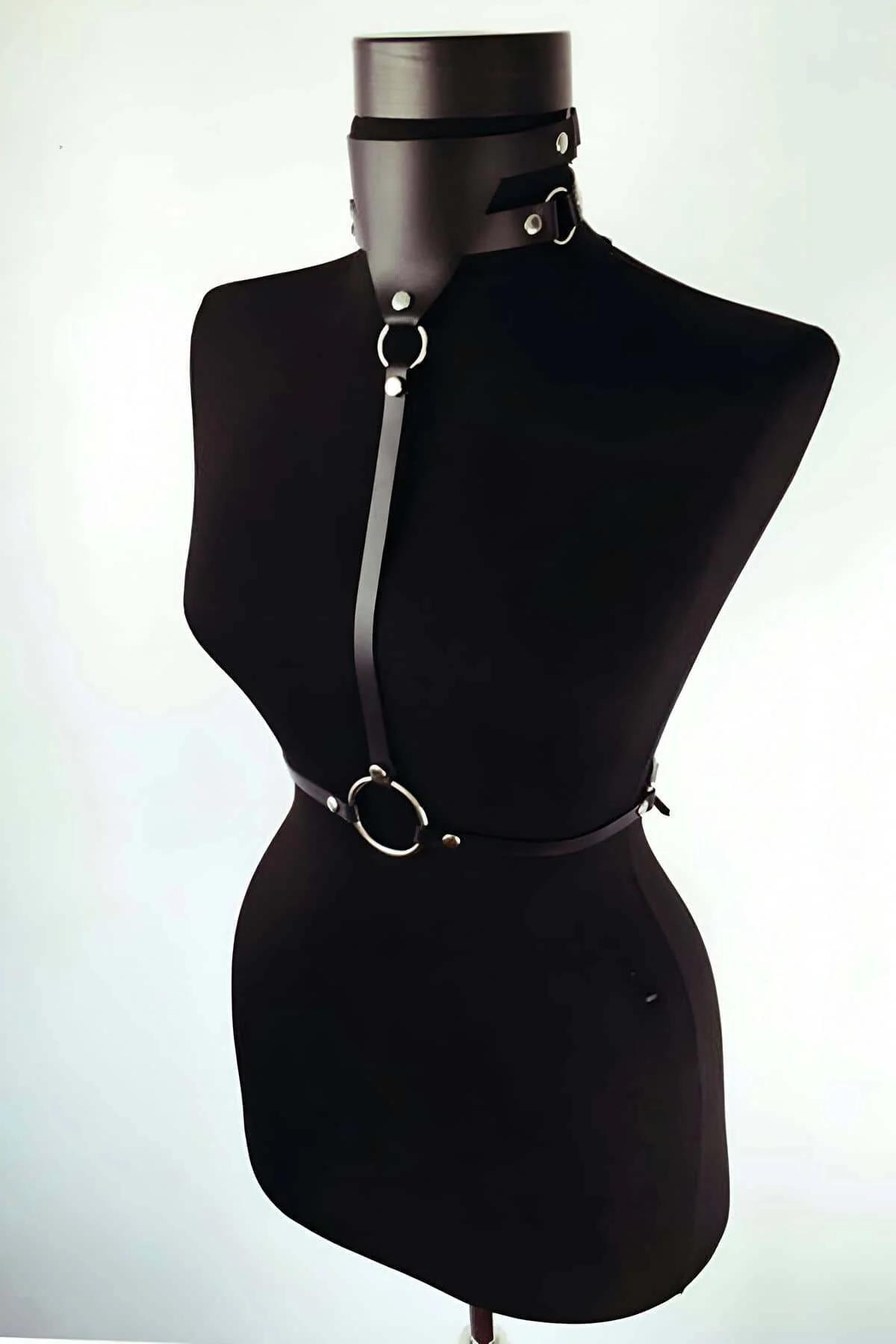 Faux Leather Chest Harness Adjustable Body Accessory for Style