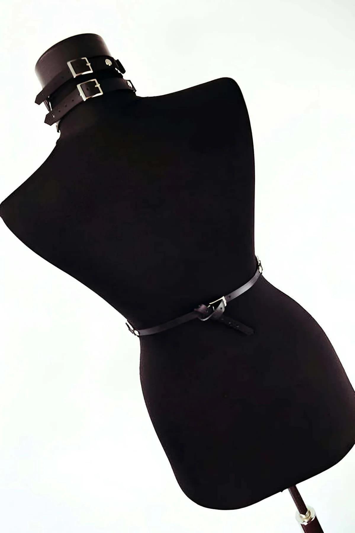 Faux Leather Chest Harness Adjustable Body Accessory for Style
