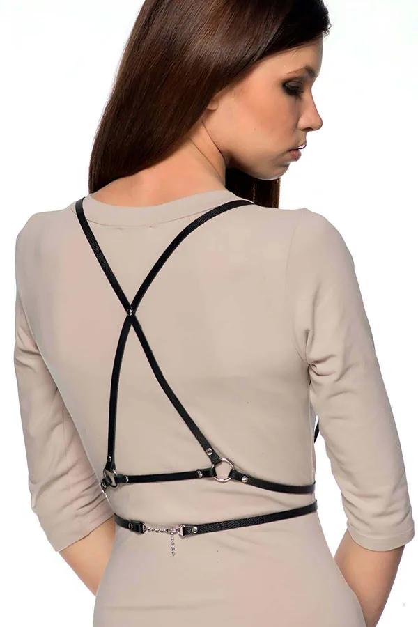Women's Faux Leather Chest Harness - Adjustable Style