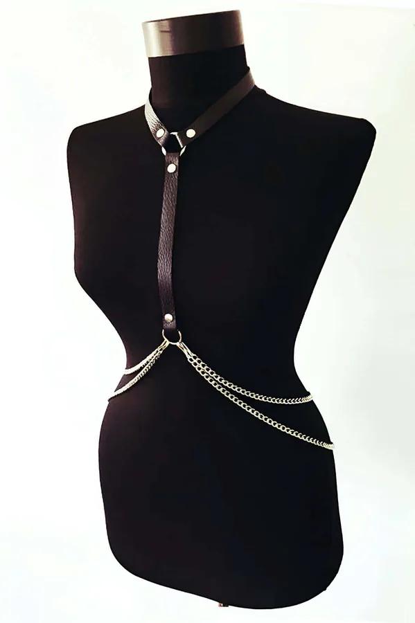 Chain & Faux Leather Harness with O-Ring