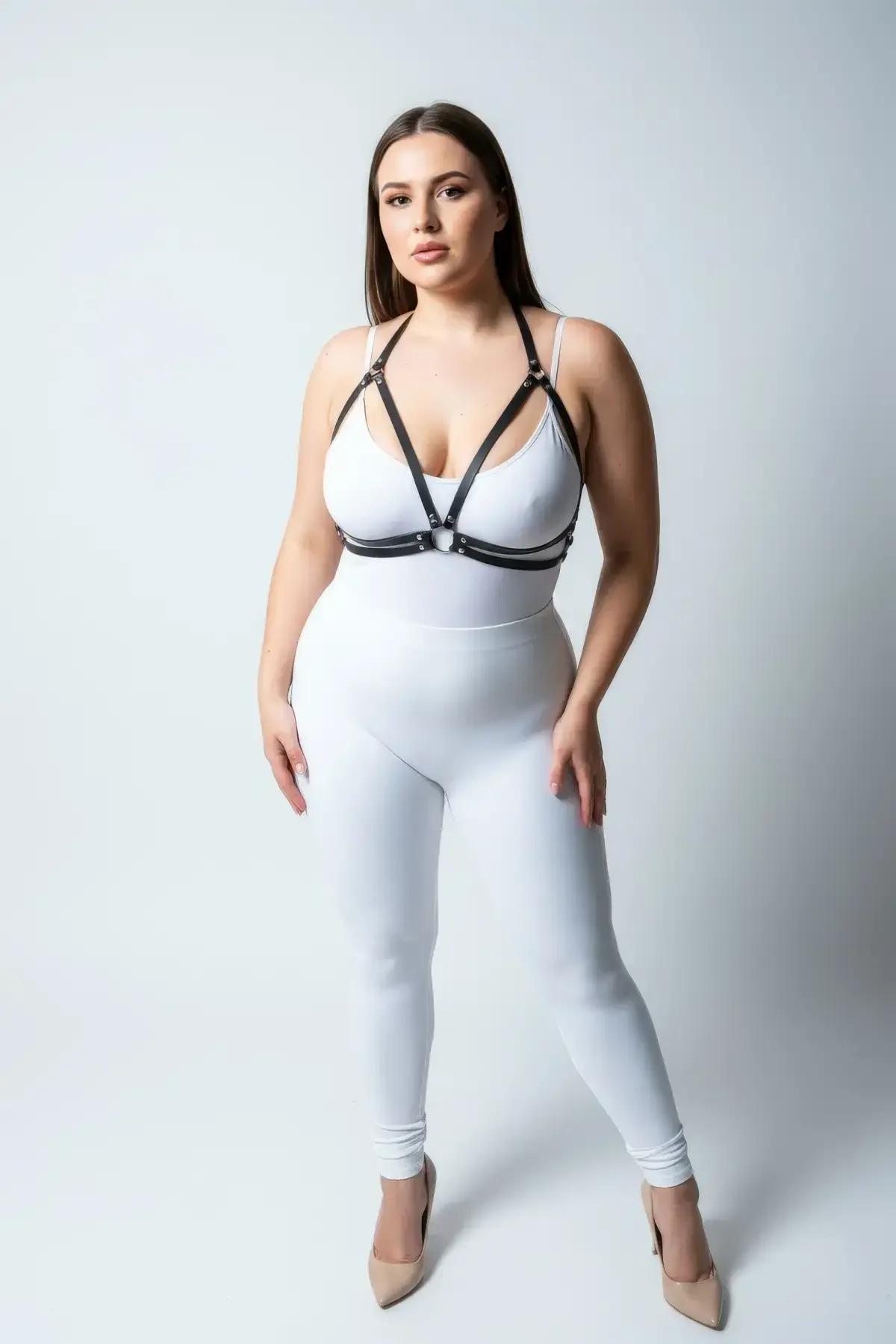 Minimalist Faux Leather Chest Harness with Ring