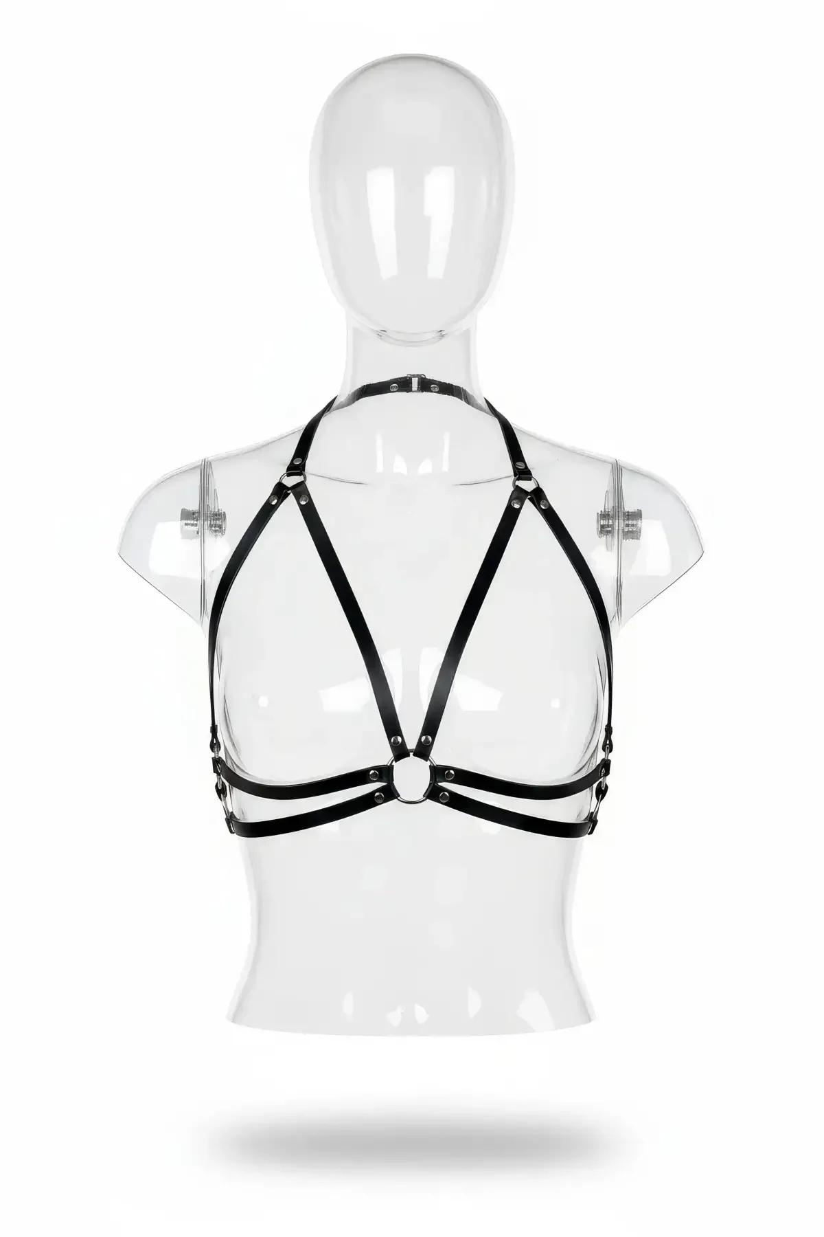 Halter Chest Harness with Adjustable O-Ring Bra Straps