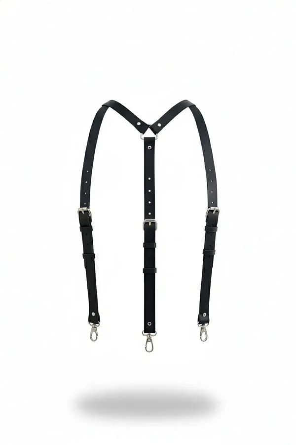Y-Back Faux Leather Harness with Three Attachment Points