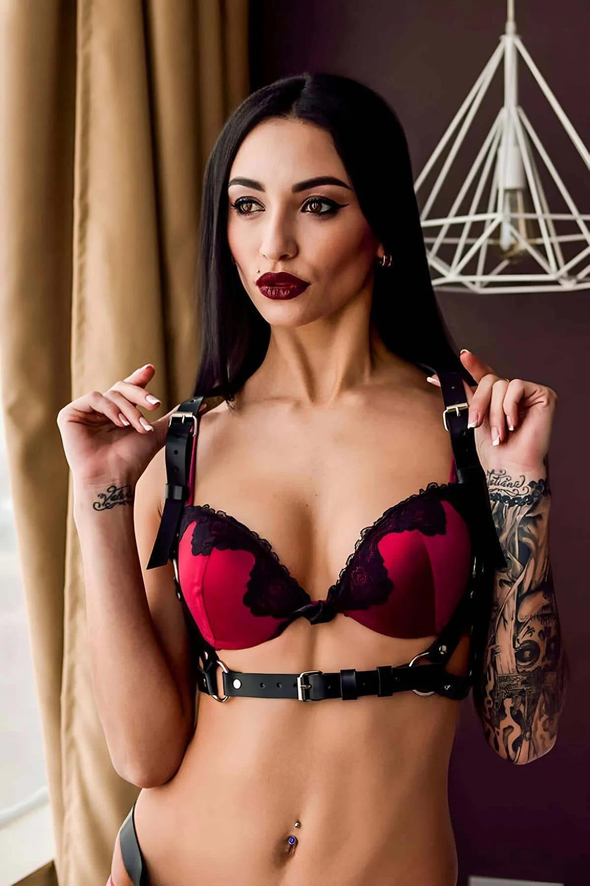 Women's Body Harness: Adjustable Faux Leather with Chain Detail