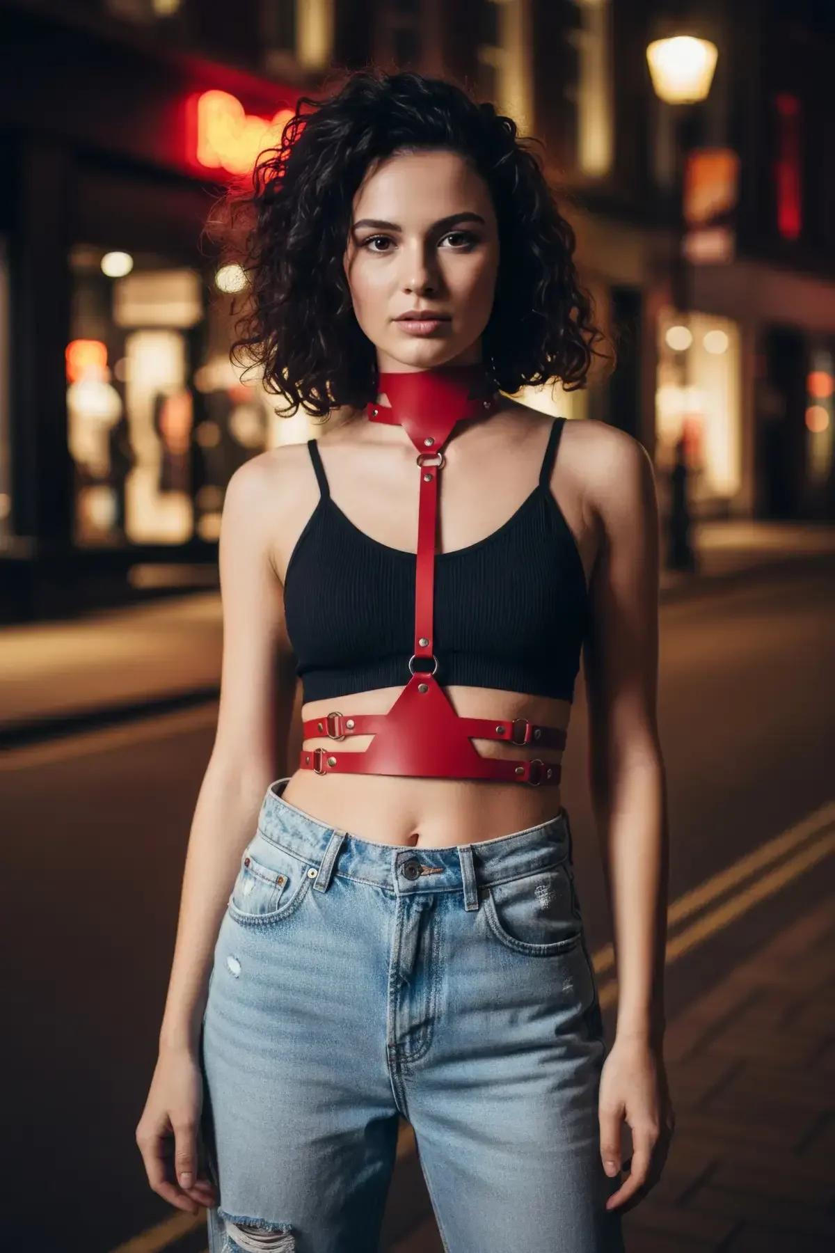 Choker Harness with Double Waist Straps