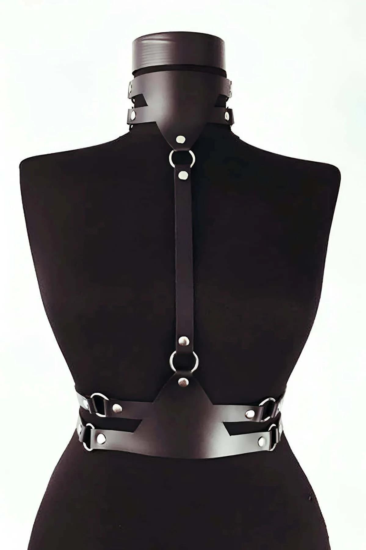 Faux Leather Body Harness – Adjustable Chest & Waist Accessory