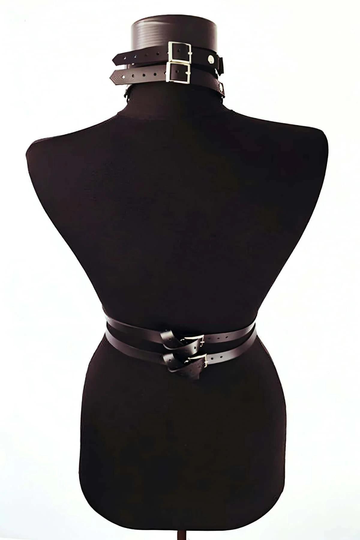 Faux Leather Body Harness – Adjustable Chest & Waist Accessory