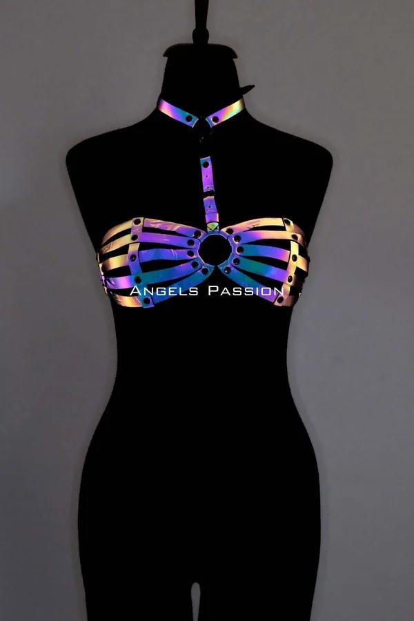 Reflective Chest Harness with O-Ring and Choker