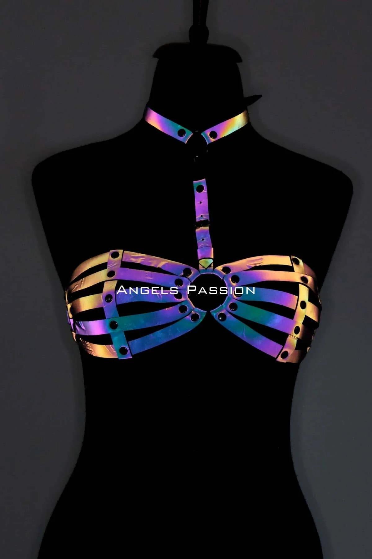 Reflective Body Harness Bra Top for Women - Adjustable Ravewear