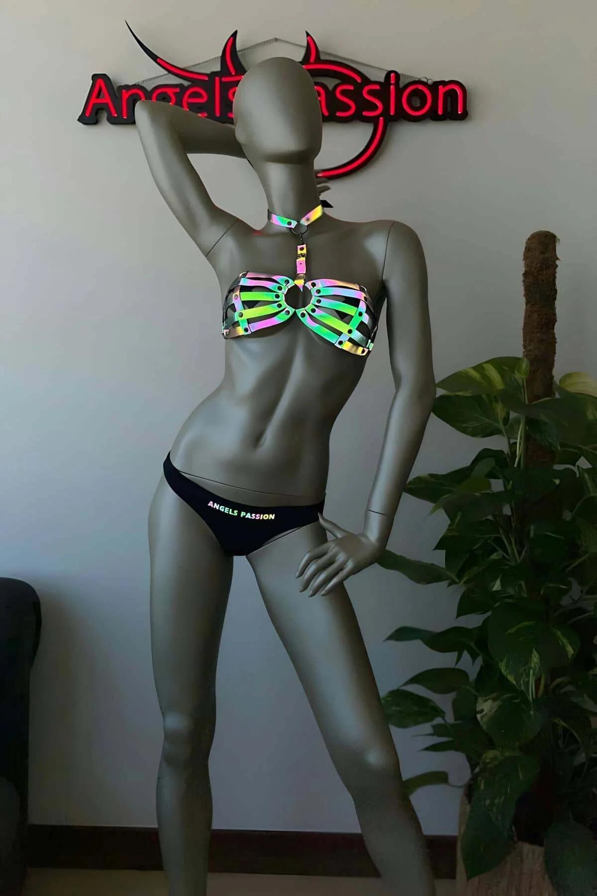 Reflective Body Harness Bra Top for Women - Adjustable Ravewear