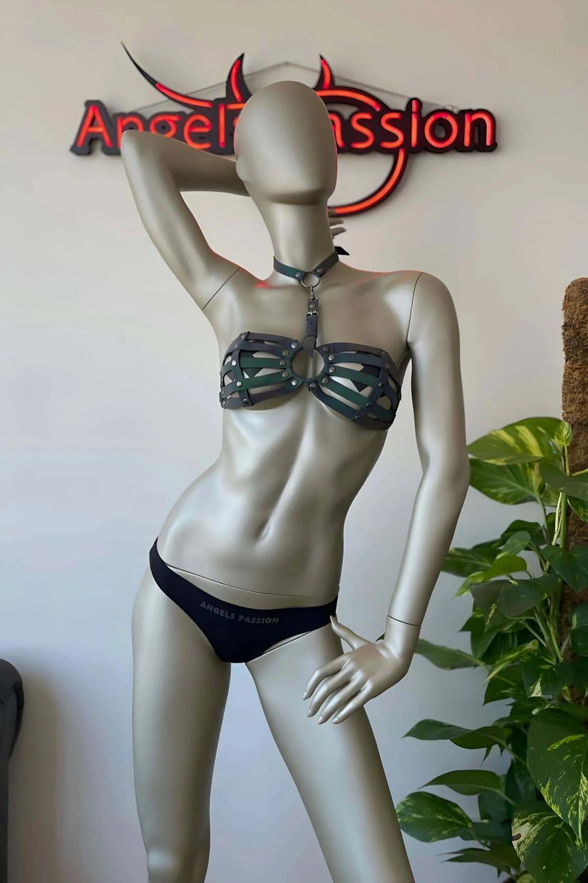 Iridescent Reflective Chest Harness Bra Top