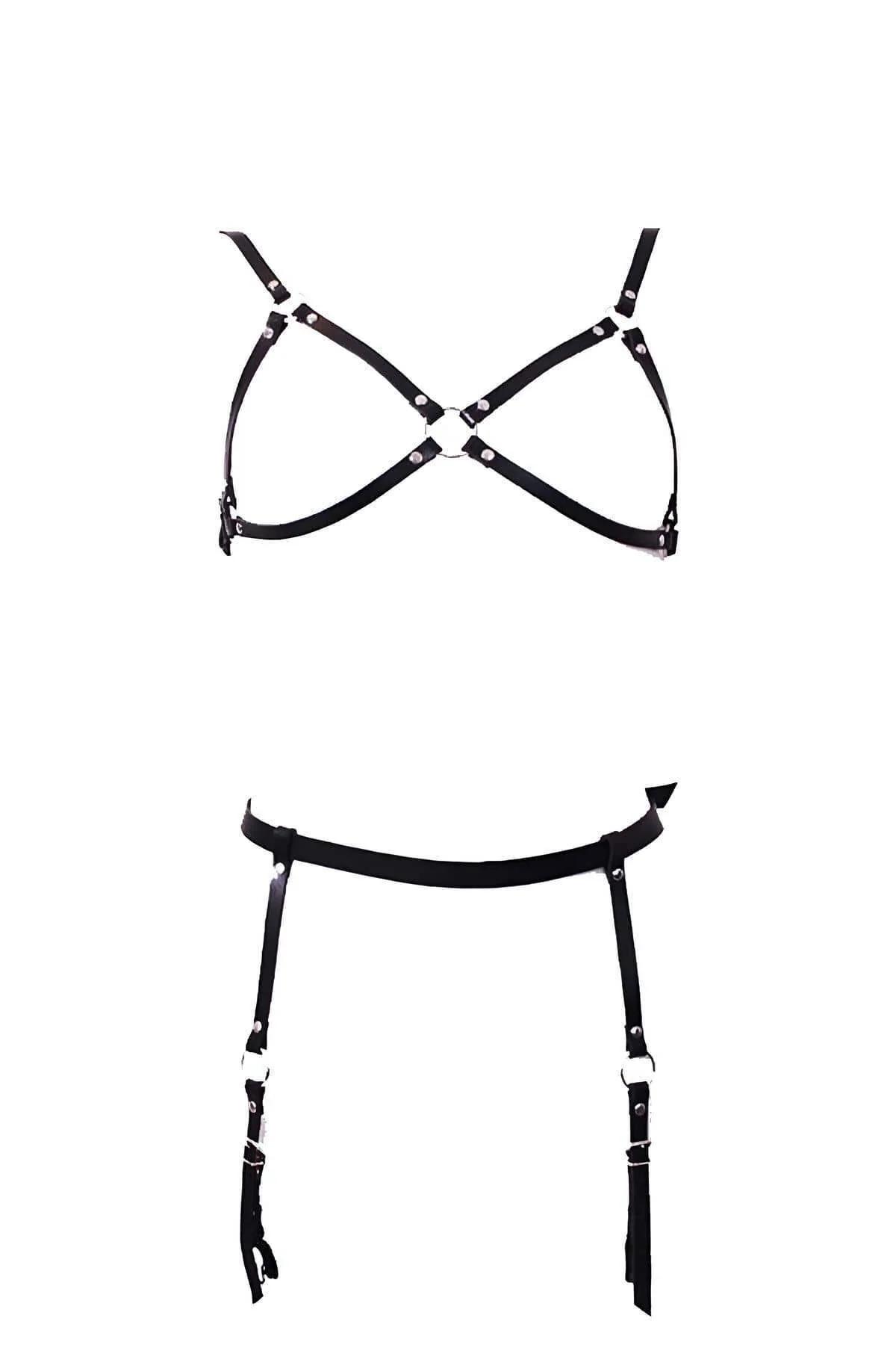 Leather Harness Set Adjustable Body Garter Outfit