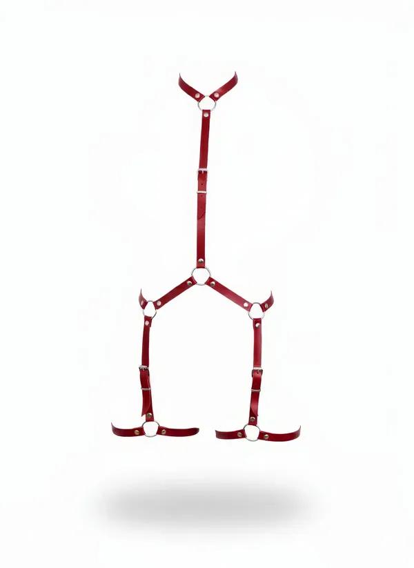 Women's Body Harness Adjustable Red Faux Leather Festival Fashion Lingerie Outfit