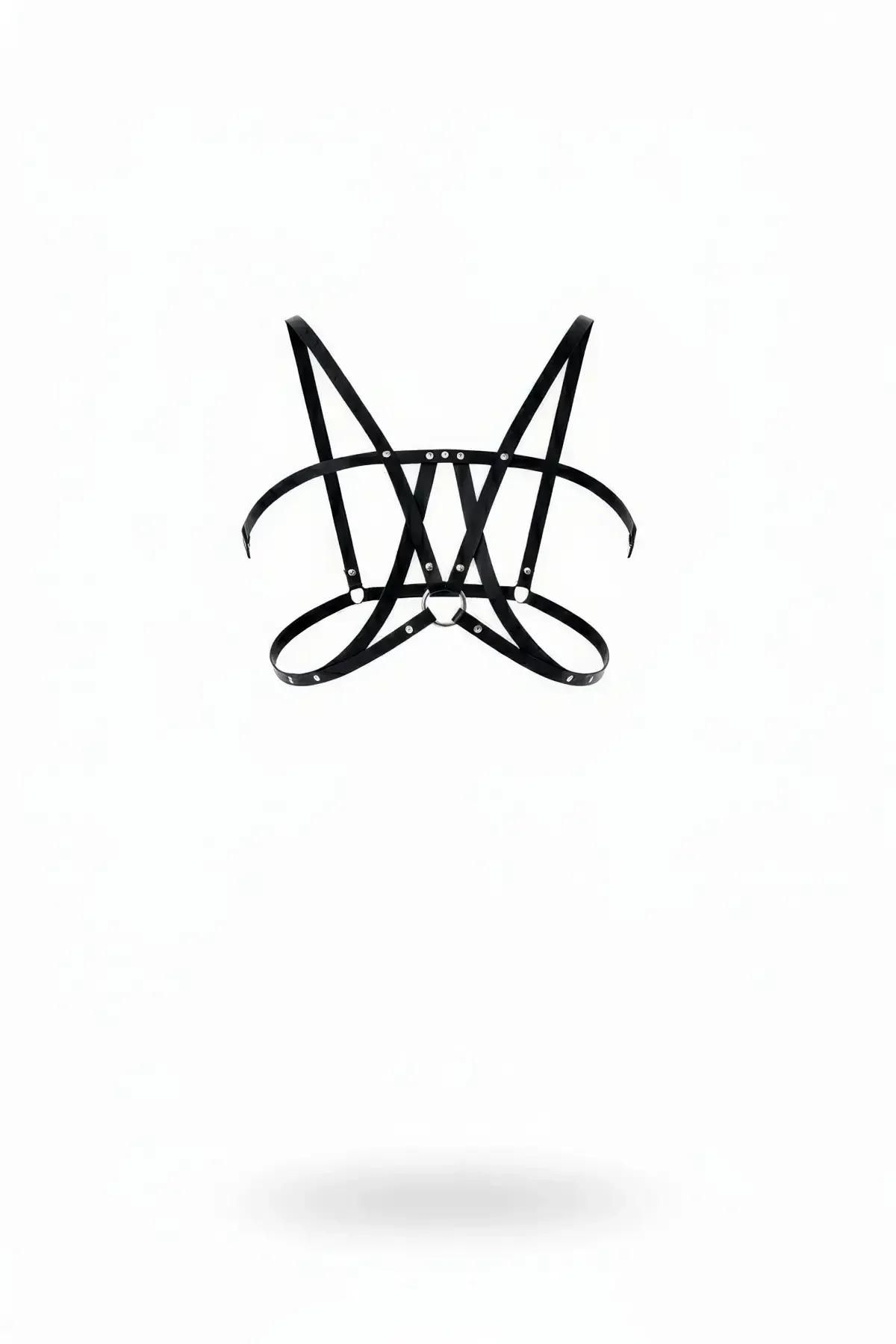 Cross-Tie Chest Harness with O-Ring and Rivet Details