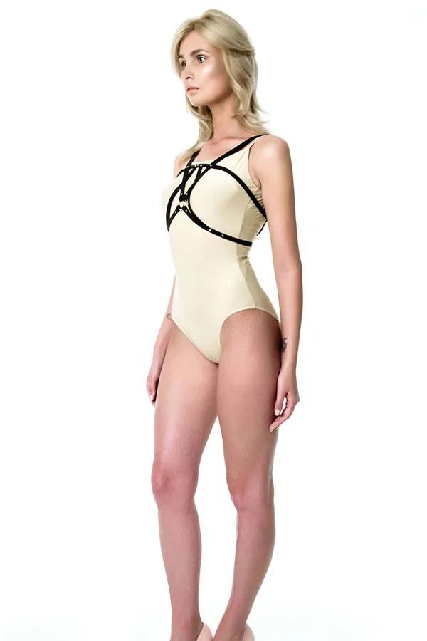 Women's Faux Leather Adjustable Chest Harness for Style