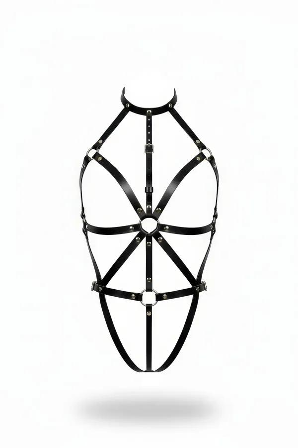 Full Body Leather Harness – Adjustable Black Design