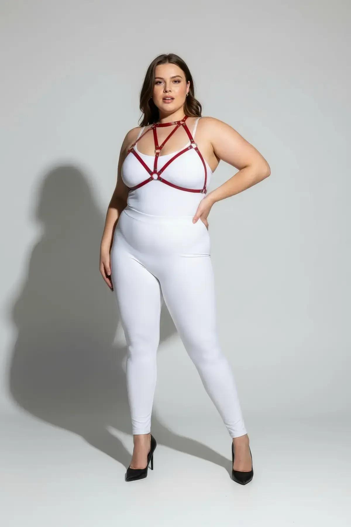 Red Strappy Body Harness with O-Ring Detail