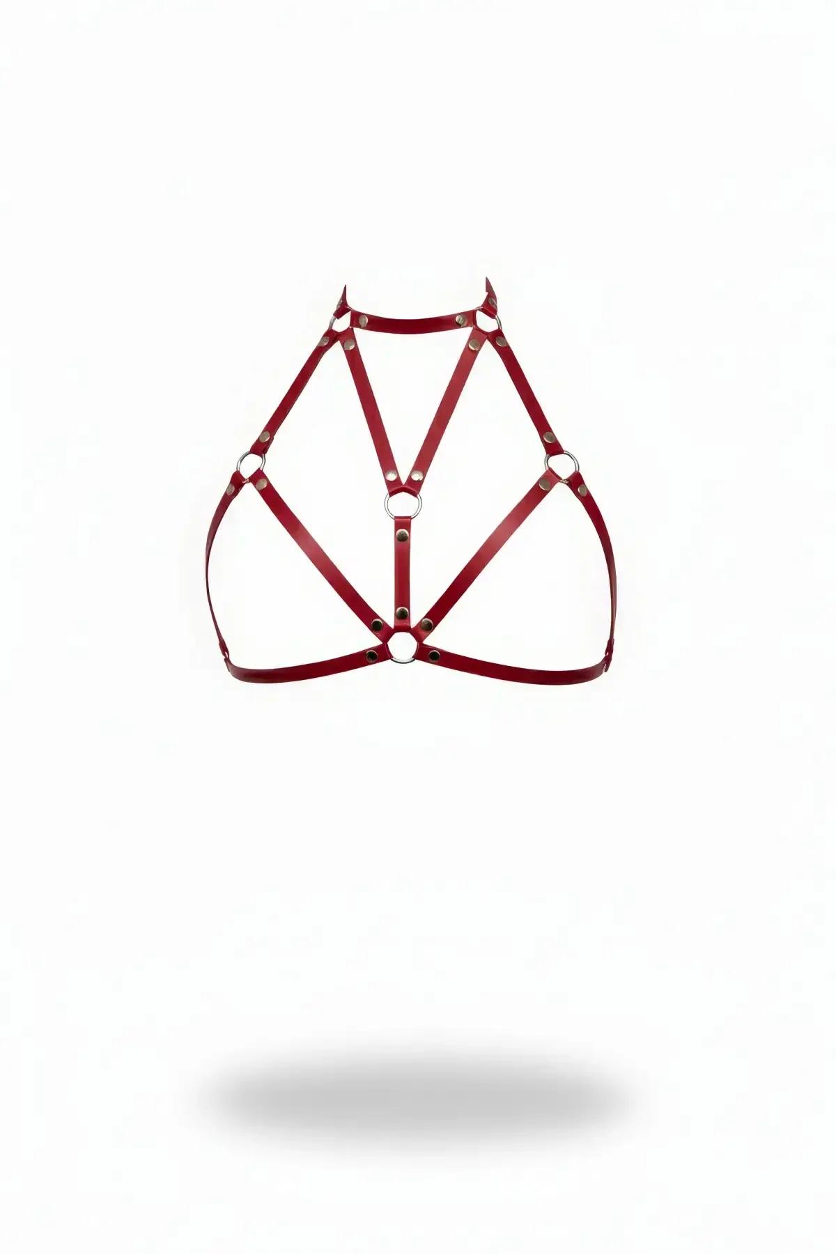 High Neck Chest Harness with O-Ring Details